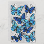 Samenstelling van witte en blauwe vlinders briefpapier (Voorkant / Achterkant)