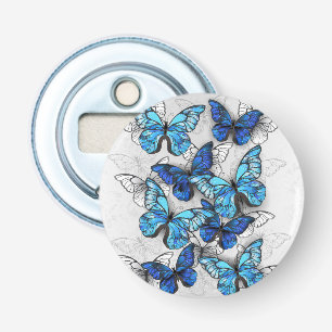Samenstelling van witte en blauwe vlinders button flesopener