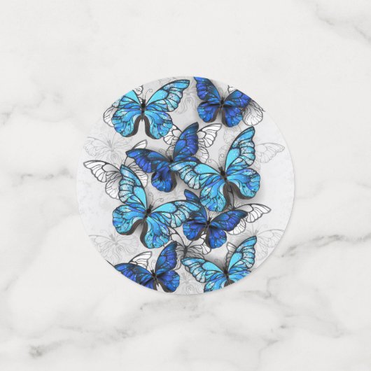 Samenstelling van witte en blauwe vlinders confetti (Kleine voorkant)