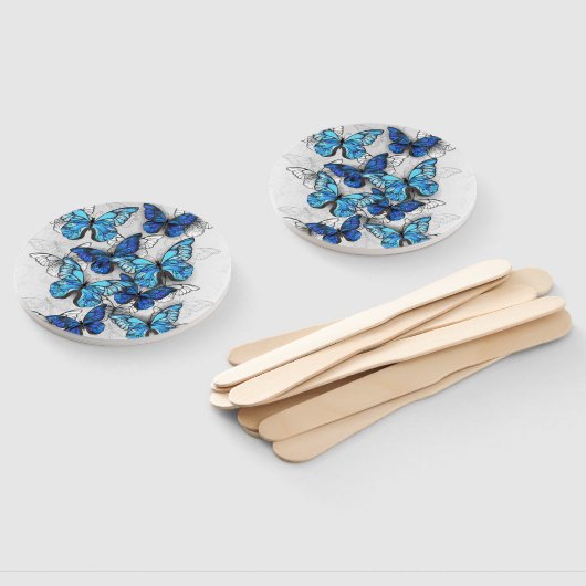 Samenstelling van witte en blauwe vlinders handwaaier (Niet-gemonteerd)