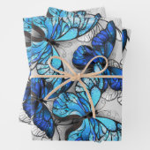 Samenstelling van witte en blauwe vlinders inpakpapier vel (In situ)