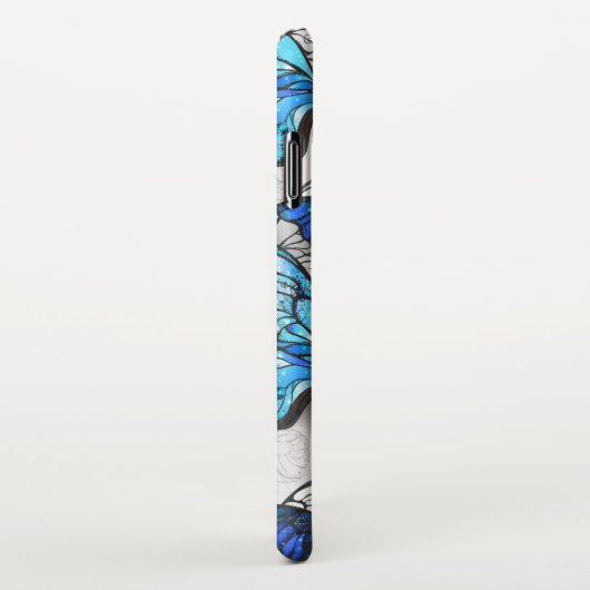 Samenstelling van witte en blauwe vlinders iPhone hoesje (Rechterkant)
