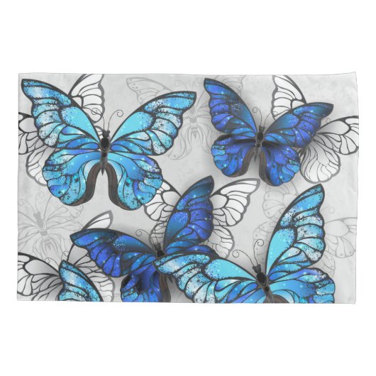 Samenstelling van witte en blauwe vlinders kussensloop (Achterkant-Links)