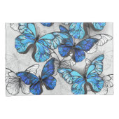 Samenstelling van witte en blauwe vlinders kussensloop (Voorkant-Rechts)