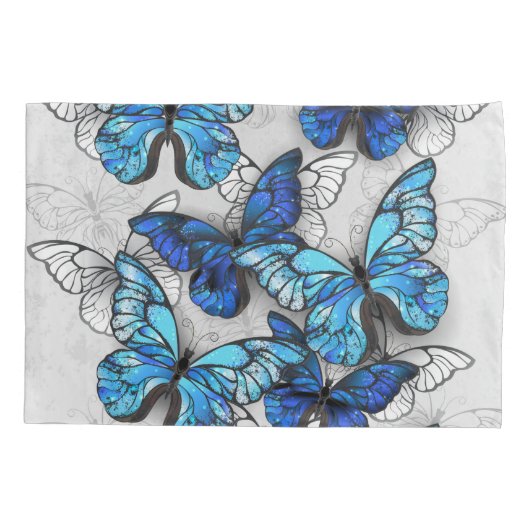 Samenstelling van witte en blauwe vlinders kussensloop (Achterkant)