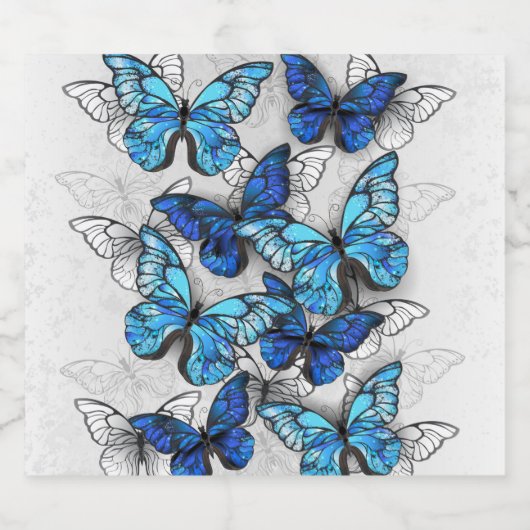 Samenstelling van witte en blauwe vlinders likeurfles etiket (Enkel label)