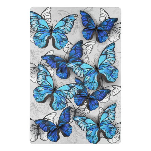 Samenstelling van witte en blauwe vlinders mini klembord (Achterkant)