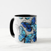 Samenstelling van witte en blauwe vlinders mok (Voorkant links)