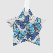 Samenstelling van witte en blauwe vlinders ornament (achterkant)