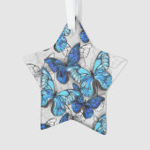 Samenstelling van witte en blauwe vlinders ornament (voorkant)