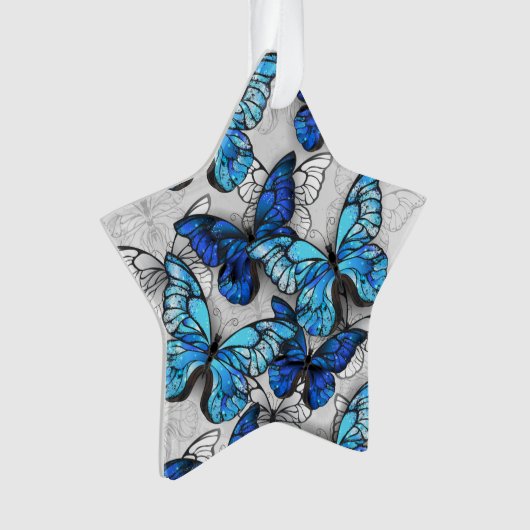 Samenstelling van witte en blauwe vlinders ornament (voorkant)