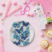 Samenstelling van witte en blauwe vlinders papieren bordje (Feest)