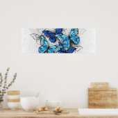 Samenstelling van witte en blauwe vlinders poster (Keuken)