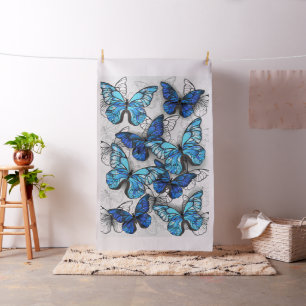 Samenstelling van witte en blauwe vlinders stof