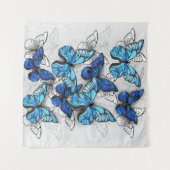 Samenstelling van witte en blauwe vlinders wandkleed (Voorkant (horizontaal))