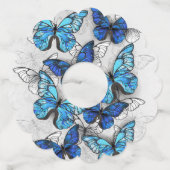 Samenstelling van witte en blauwe vlinders wijnglaslabel (Voorkant)