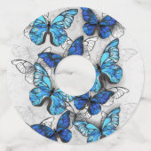 Samenstelling van witte en blauwe vlinders wijnglaslabel (Achterkant)