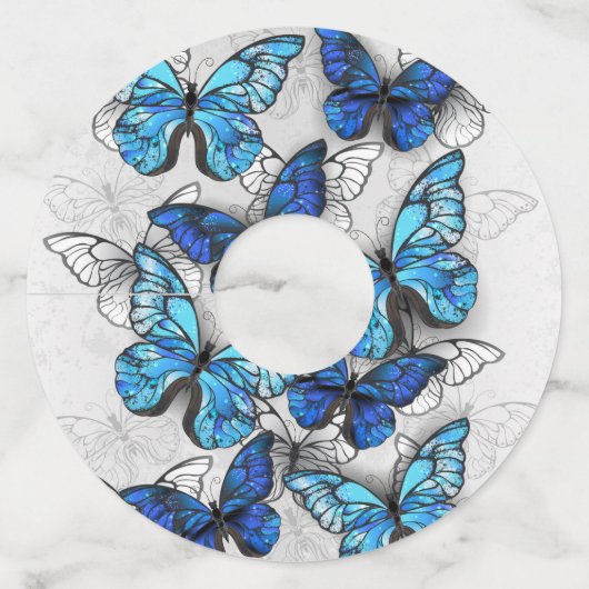 Samenstelling van witte en blauwe vlinders wijnglaslabel (Achterkant)