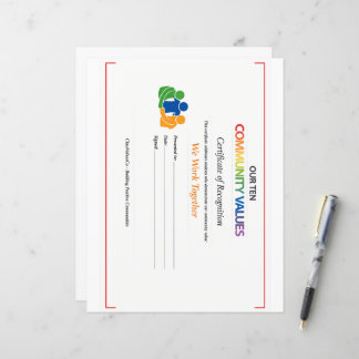 Samenwerken Waarde Certificaat 8.5x11 Papierblad