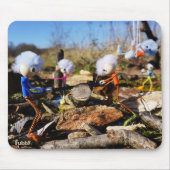 Samenwerking van Fubby poppetjes op een houtwerkpl Muismat (Voorkant)