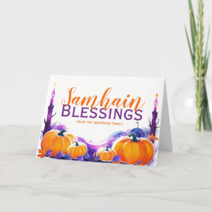 Samhain Blessings Pumpkins & Candles Halloween Feestdagen Kaart