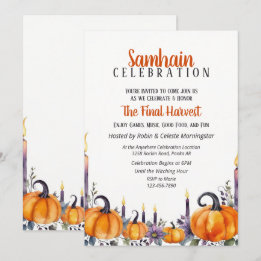 Samhain Feest Herfst Pompoenen & Kaarsen Uitnodigi Kaart