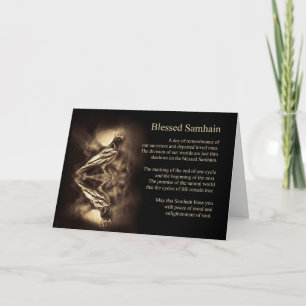 Samhain met Raven Crow en Moon Mystical Feestdagen Kaart
