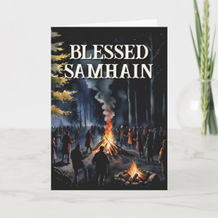 Samhain Nacht Herfst Bos Paganistisch Vuur Hallowe Kaart