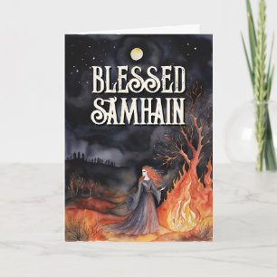 Samhain Night Herfst Forest Pagan Bonfire Hallowee Kaart