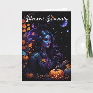 Samhain Pagan Witch zegende Halloween Herfst Night Kaart