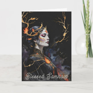 Samhain Pagan Witch zegende Halloween Herfst Night Kaart