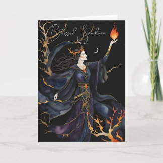 Samhain Pagan Witch zegende Halloween Herfst Night Kaart