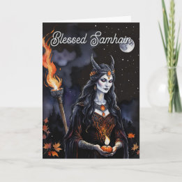 Samhain Pagan Witch zegende Halloween Herfst Night Kaart