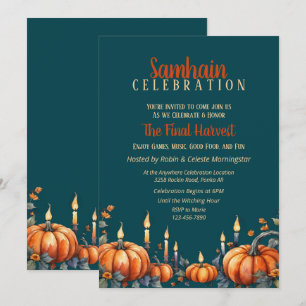 Samhain Party Herfst Pumpkins & Candles Invitation Kaart