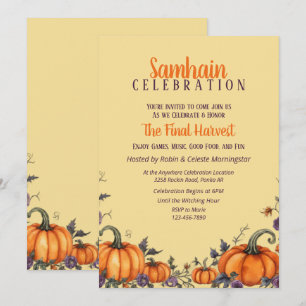 Samhain Party Herfst Pumpkins & Leaves Invitation Kaart