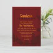 Samhain Party Red Floral Halloween Invitation (Debout devant)