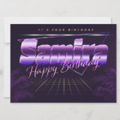 Samira Nom Prénom lila rétro Carte Anniversaire (Devant)