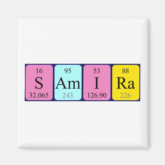 Samira periodieke tabelnaam magneet (Voorkant)