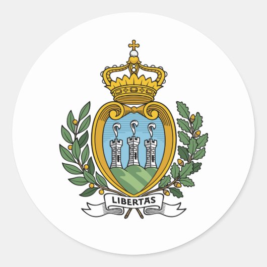Sammarinese Wapen, San Marino Ronde Sticker (Voorkant)