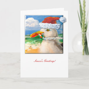 Sammy de Santa Claus Pet Roking Seagull Card Feestdagen Kaart