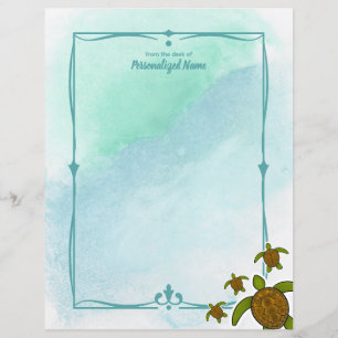 Sammy Sea Turtle Ongevoerd Papierblad