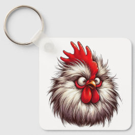 "Sammy Silkie Chicken Face" Aluminum Keychain
