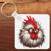 "Sammy Silkie Chicken Face" Aluminum Keychain (Voorkant)