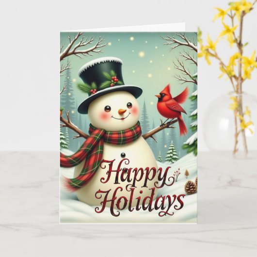 Sammy Snowman Kerstmis Kaart (Gele Bloem)