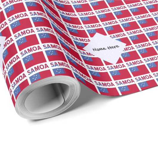 Samoa- en Samoaanse vlag met Jouw naam Cadeaupapier (Rol Hoek)