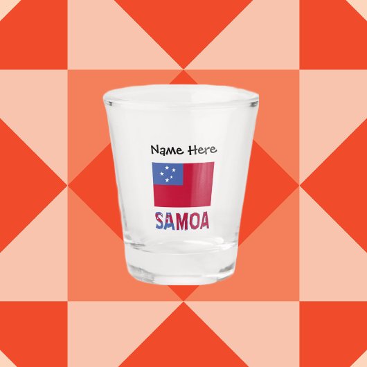 Samoa- en Samoaanse vlag met Jouw naam heet glas