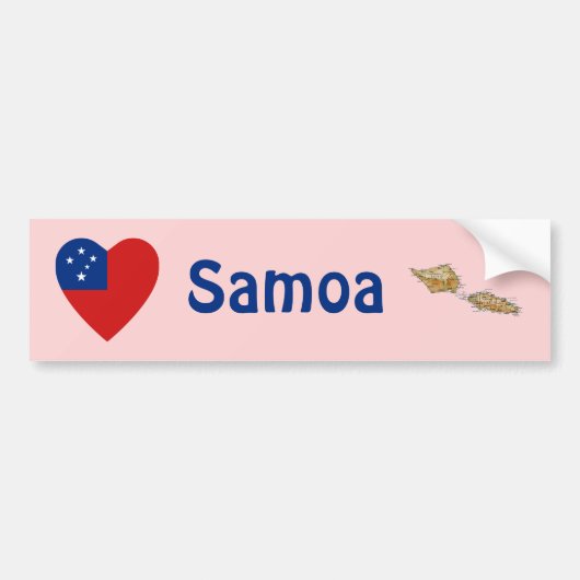 Samoa Flag Heart + Map Bumpersticker (Voorkant)