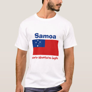 Samoa Flag + Map + Tekst T-Shirt