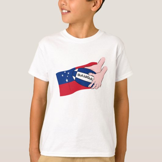 Samoa Flag Rugby Ball Pass Cartoon T-shirt (Voorkant)