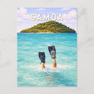 Samoa Illustratie Reis Kunst Vintage Briefkaart
